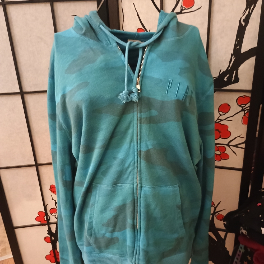 PINK Victoria's Secret Blue Camo Hoodie L/XL